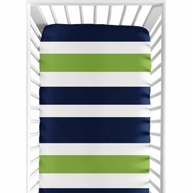Stripe Navy and Lime Collection Crib Sheet - Stripe Print