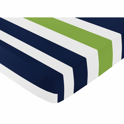 Stripe Navy and Lime Collection Crib Sheet - Stripe Print - alt image 2