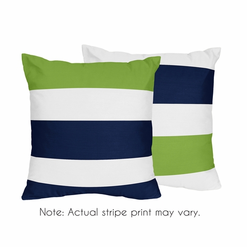Stripe Navy and Lime Collection Decorative Accent Throw Pillow Covers - Set of 2
