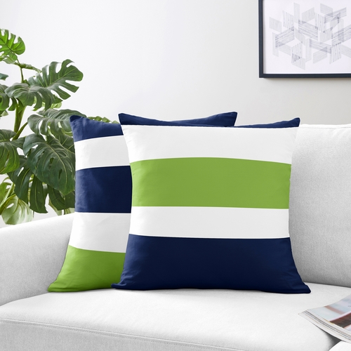 Stripe Navy and Lime Collection Decorative Accent Throw Pillow Covers - Set of 2 - alt image 1