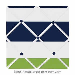 Stripe Navy and Lime Collection Fabric Memo Board
