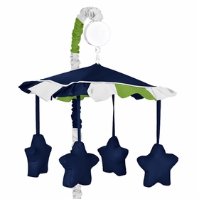Stripe Navy and Lime Collection Musical Mobile