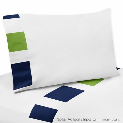 Stripe Navy and Lime Collection Twin Sheet Set
