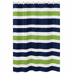 Stripe Navy and Lime Collection Shower Curtain