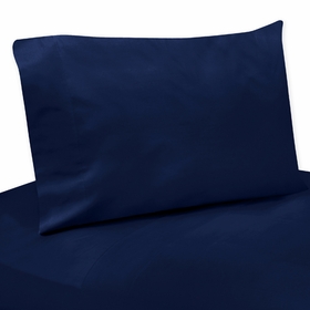 Stripe Navy and Lime Collection Solid Navy Twin Sheet Set