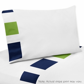 Stripe Navy and Lime Collection Twin Sheet Set