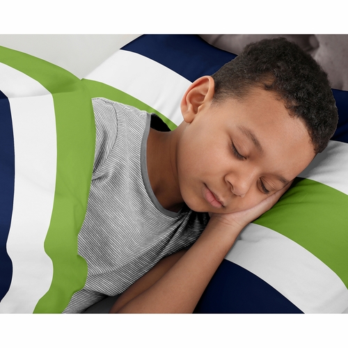 Stripe Navy and Lime Full/Queen Bedding Collection - alt image 3