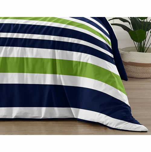 Stripe Navy and Lime Full/Queen Bedding Collection - alt image 5