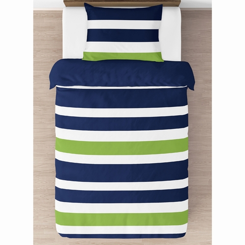 Stripe Navy and Lime Toddler Bedding Collection - alt image 1