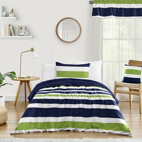 Stripe Navy and Lime Twin Bedding Collection