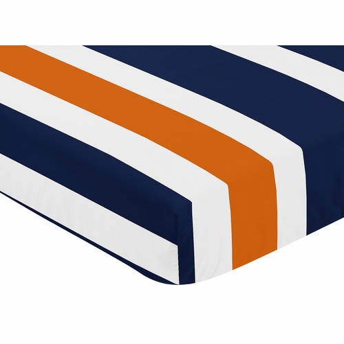 Stripe Navy Blue and Orange Collection Crib Sheet - Stripe Print - alt image 2
