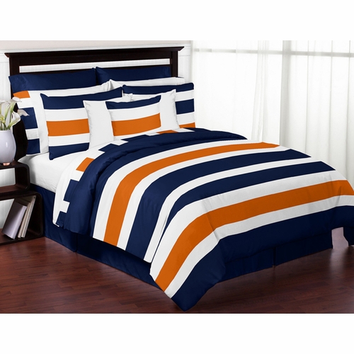 Stripe Navy Blue and Orange Collection Decorative Accent Throw Pillow Covers - Set of 2 - alt image 3