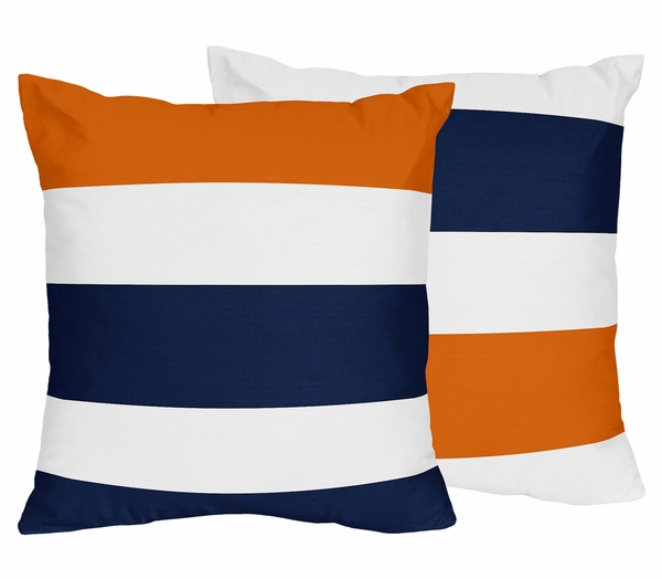 Stripe Navy Blue and Orange Collection Decorative Accent Throw