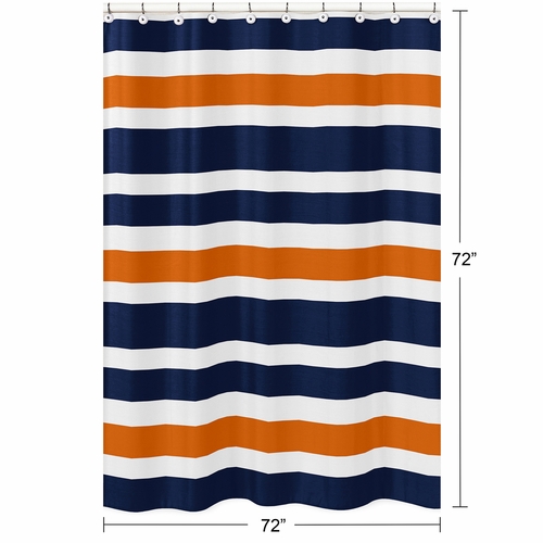 Stripe Navy Blue and Orange Collection Shower Curtain - alt image 4
