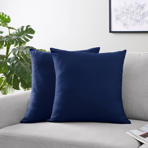 Stripe Navy Blue and Orange Collection Solid Navy Blue Decorative Accent Throw Pillow Covers - Set of 2 - alt image 1