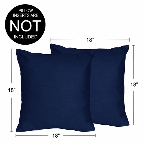 Stripe Navy Blue and Orange Collection Solid Navy Blue Decorative Accent Throw Pillow Covers - Set of 2 - alt image 3