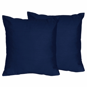 Stripe Navy Blue and Orange Collection Solid Navy Blue Decorative Accent Throw Pillow Covers - Set of 2