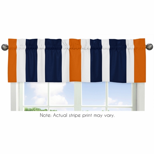Stripe Navy Blue and Orange Collection Window Valance
