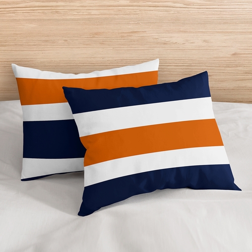 Stripe Navy Blue and Orange Full/Queen Bedding Collection - alt image 4