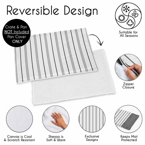 Stripe White and Grey Collection Dog Crate Bottom Tray Pan Cover 36in. - alt image 2