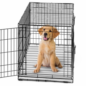 Stripe White and Grey Collection Dog Crate Bottom Tray Pan Cover 36in.