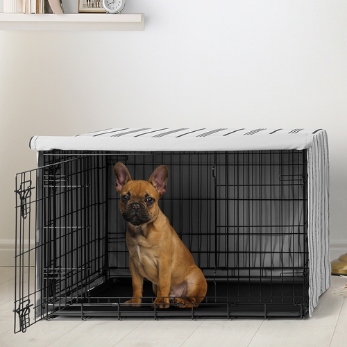 Stripe White and Grey Collection Dog Crate Kennel Cover 30in. - alt image 1