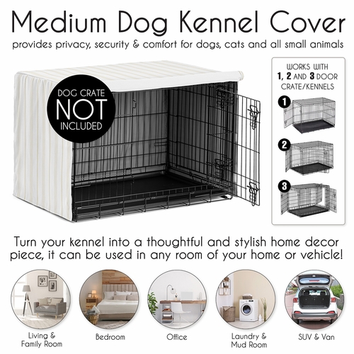 Stripe White and Grey Collection Dog Crate Kennel Cover 36in. - alt image 3