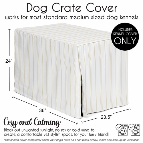 Stripe White and Grey Collection Dog Crate Kennel Cover 36in. - alt image 4
