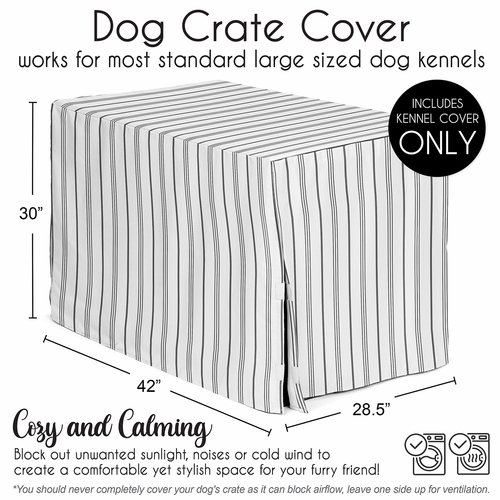 Stripe White and Grey Collection Dog Crate Kennel Cover 42in. - alt image 4