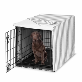 Stripe White and Grey Collection Dog Crate Kennel Cover 42in.