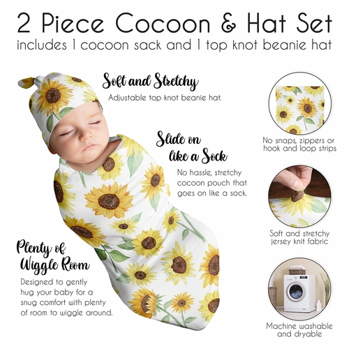 Sunflower Collection Baby Cocoon and Beanie Hat - 2 Piece Set - alt image 5