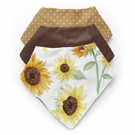Sunflower Collection Fabric Bandana Baby Bibs - 3 Pack Set