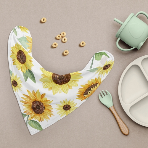 Sunflower Collection Fabric Bandana Baby Bibs - 3 Pack Set - alt image 1