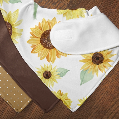 Sunflower Collection Fabric Bandana Baby Bibs - 3 Pack Set - alt image 4