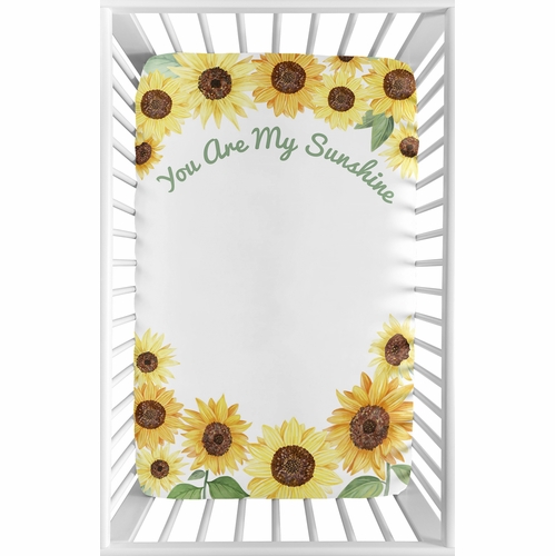 Sunflower Collection Mini Crib Sheet - You are my Sunshine - alt image 1
