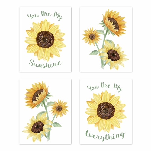 Sunflower Collection Wall Art Prints - Set of 4