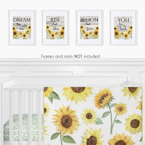 Sunflower Collection Wall Art Prints - Set of 4 - Wood Grain - alt image 1