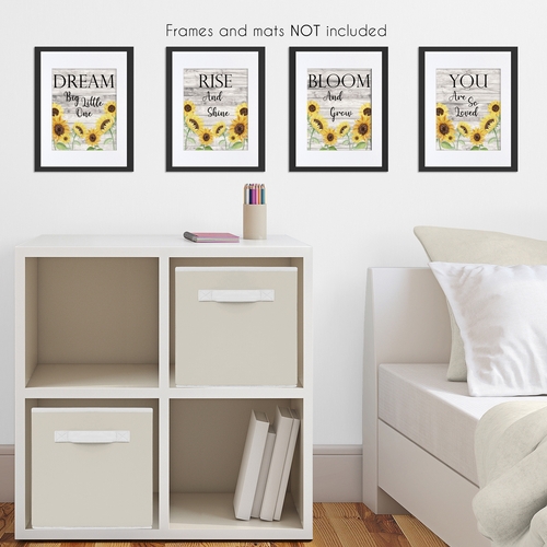 Sunflower Collection Wall Art Prints - Set of 4 - Wood Grain - alt image 2