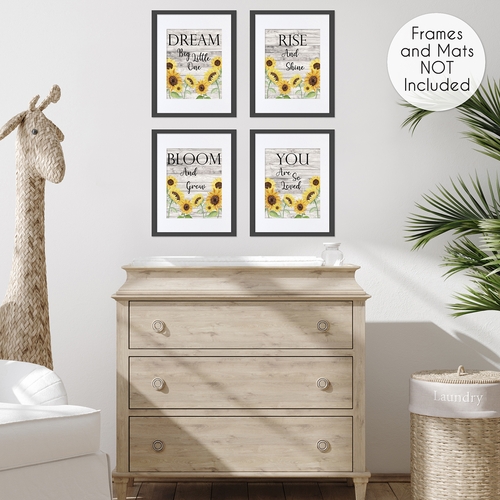 Sunflower Collection Wall Art Prints - Set of 4 - Wood Grain - alt image 3