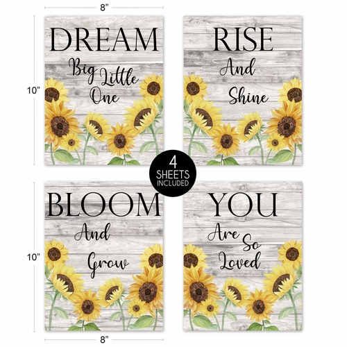Sunflower Collection Wall Art Prints - Set of 4 - Wood Grain - alt image 4