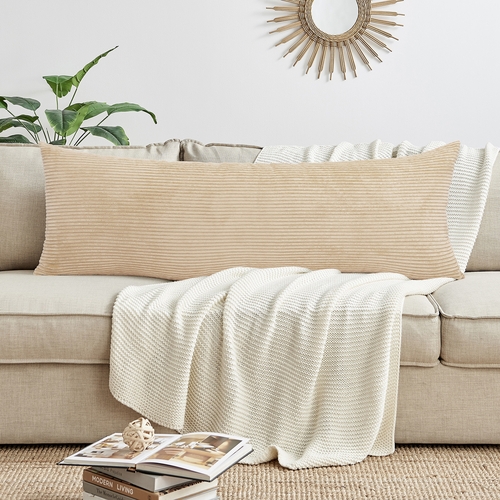 Taupe Corduroy Collection Full Length Body Pillow Cover - alt image 2
