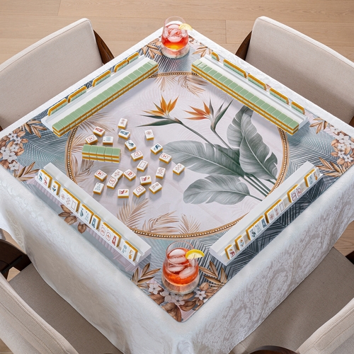 Taupe Vintage Paradise Collection Mahjong Mat for Table - Shipped Rolled - alt image 1