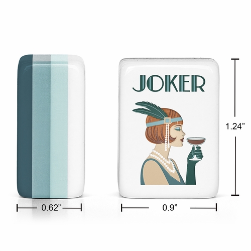 Teal Art Deco Collection American Mahjong Tile Set (160pc) 1.24in. Layered Acrylic with White Faux Leather Travel Bag - alt image 1