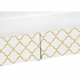 Trellis Gold and White Collection Trellis Print Crib Bed Skirt