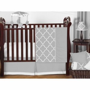 Trellis Gray and White 11 Piece Bumperless Crib Bedding Collection