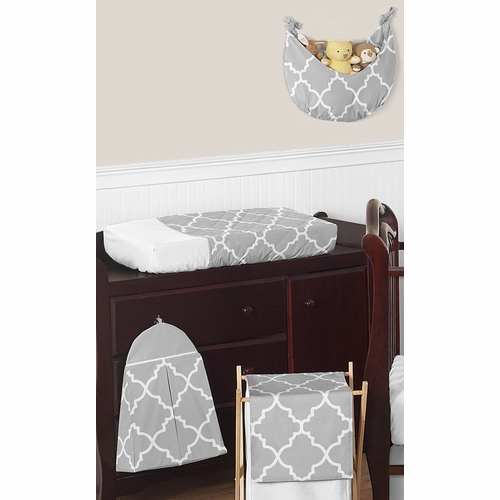 Trellis Gray and White 11 Piece Bumperless Crib Bedding Collection - alt image 1