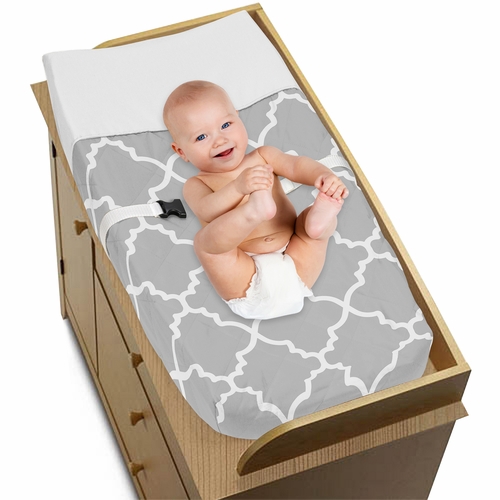 Trellis Gray and White Collection Changing Pad Cover - alt image 2