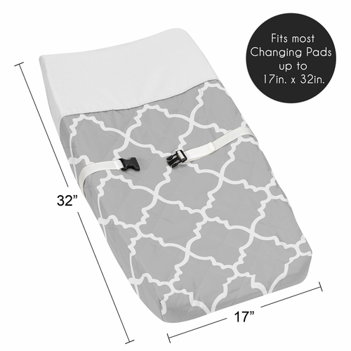 Trellis Gray and White Collection Changing Pad Cover - alt image 4