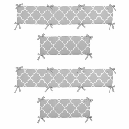Trellis Gray and White Collection Crib Bumper Pad