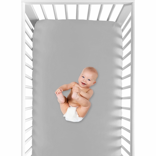 Trellis Gray and White Collection Crib Sheet - Gray - alt image 3
